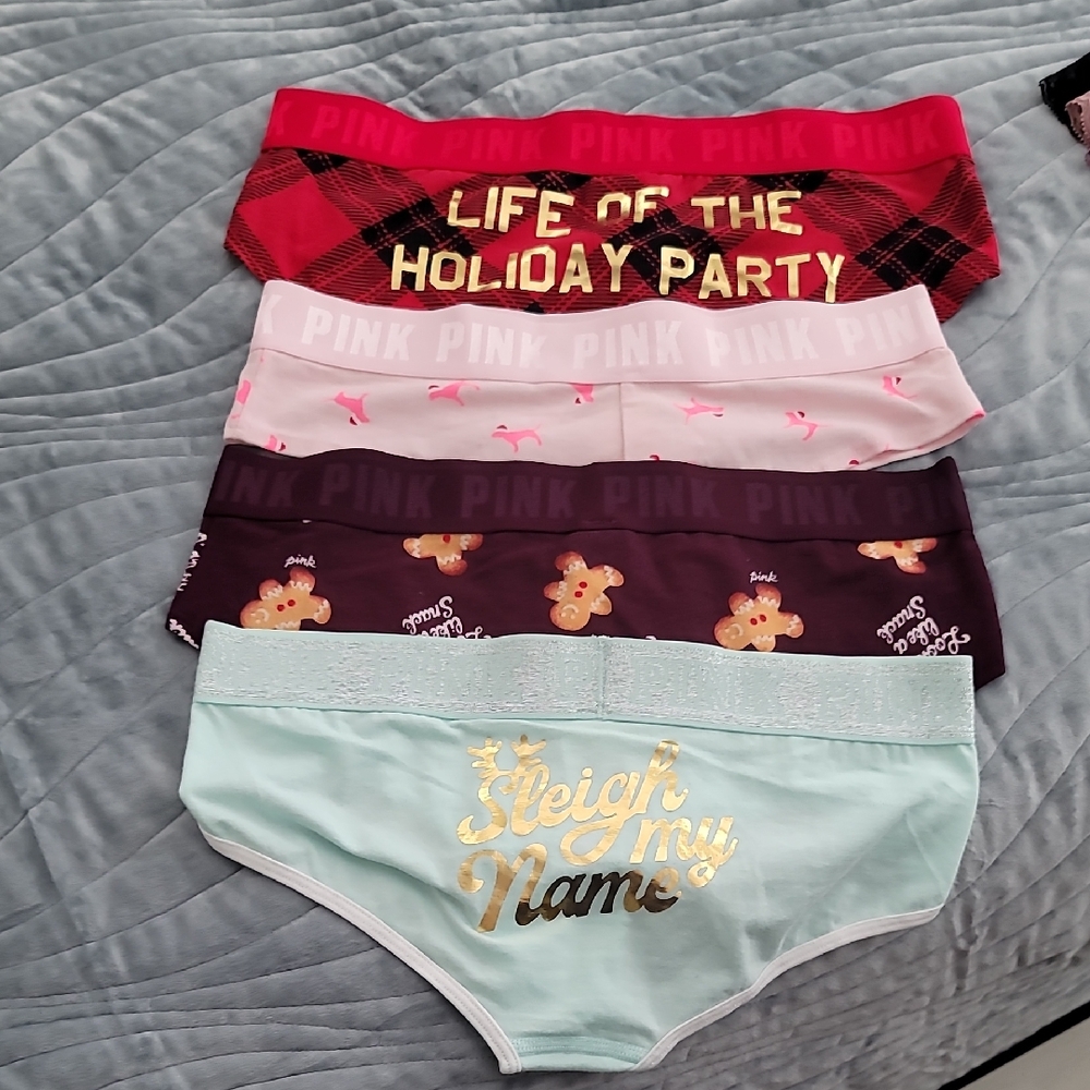 PINK Victoria's Secret Festive Underwear Set - Red, Pink, Mint